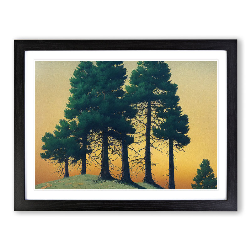 Flawless Pine Tree Forest - Single Picture Frame Print, 46cm H x 64cm W x 2cm D, Black