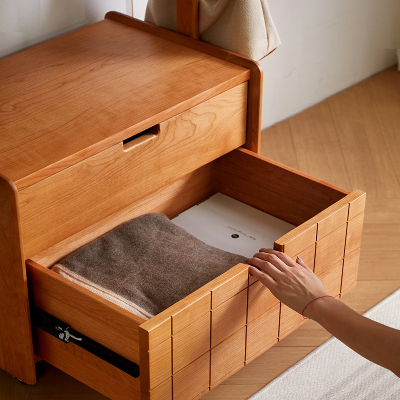 Thick Solid Wood Coat Rack Drawers Multipurpose