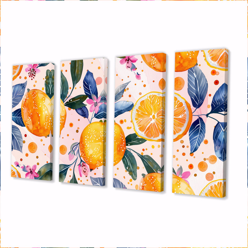 «Yellow Yellow Floral Orange Trees II», ensemble de reproductions d'art mural, H 28 po x l 48 po
