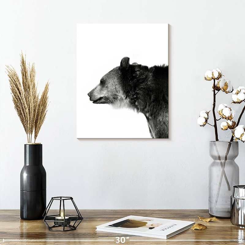Tête d'ours monochrome, H 15 po x l 12 po x P 1,25 po