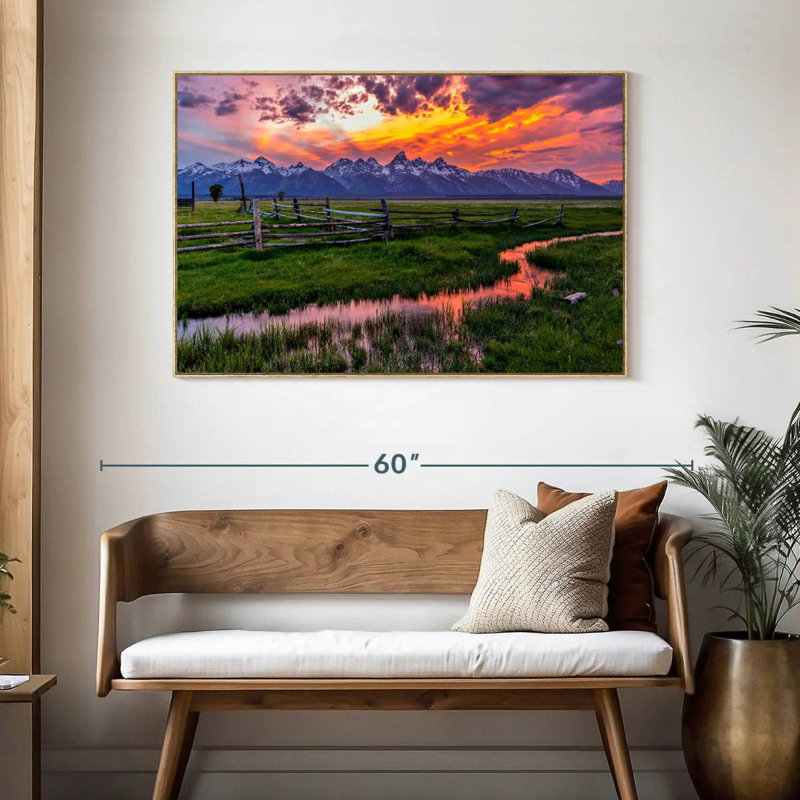 Éclat de Grand Teton, Cadre flottant en bois naturel, 46 po x 31 po