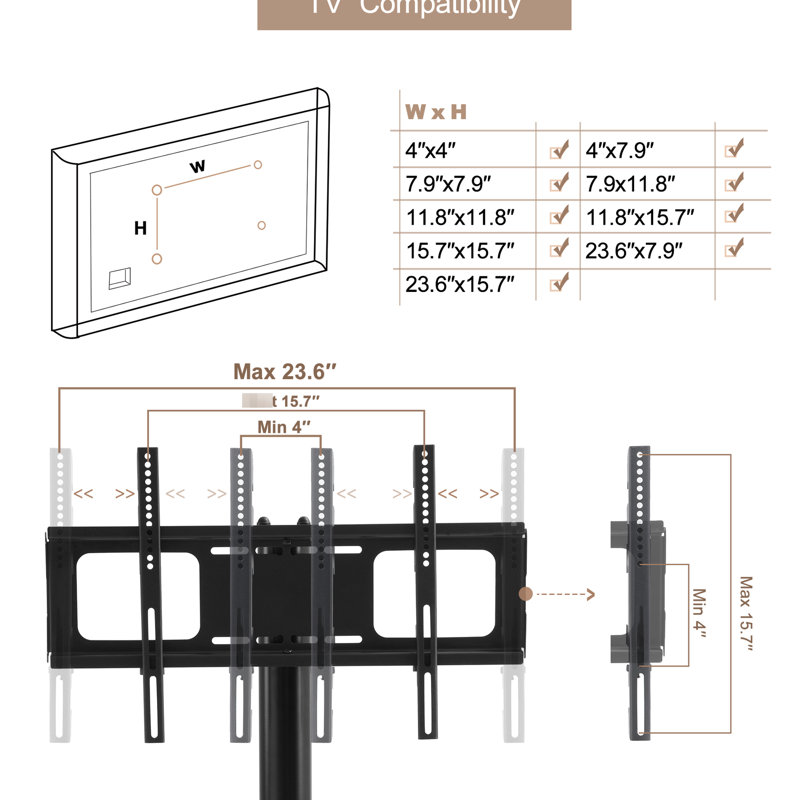 Aidelyn 27.5'' W  Metal Frame TV Stand, Mobile TV Stand With Lockable Wheels