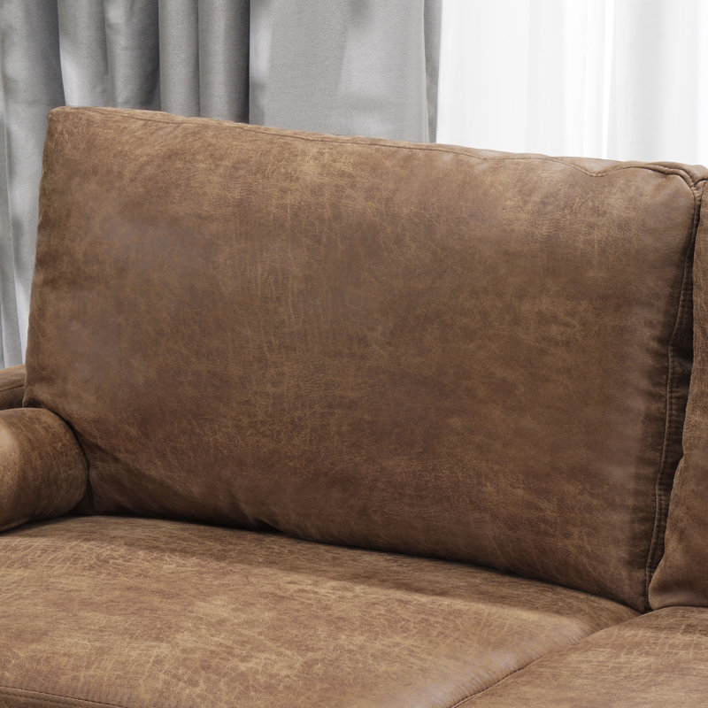 Cranford Square Arm Upholstered Sofa, Dark Brown Microfiber, 33'' H x 57'' W x 31'' D
