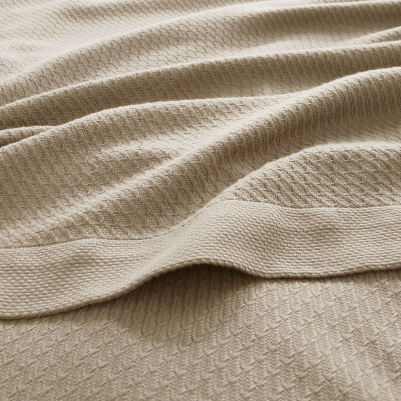 Couverture 100% coton égyptien certifié, Lit simple, Kaki