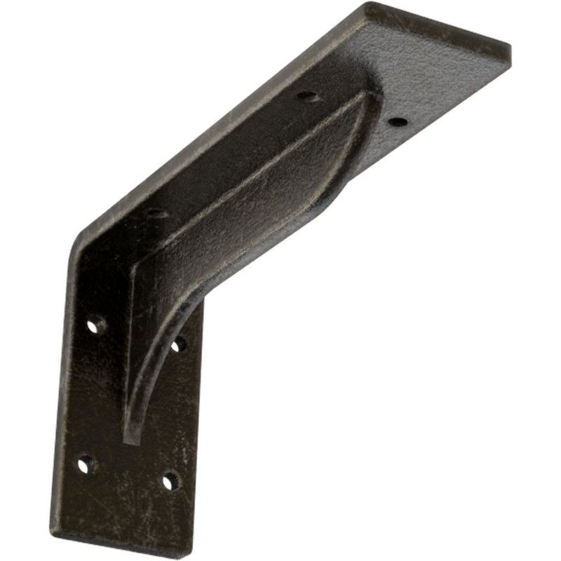 Support en acier Embrey, H 4,25 po x l 2 po x P 8 po, Argent chaud antique