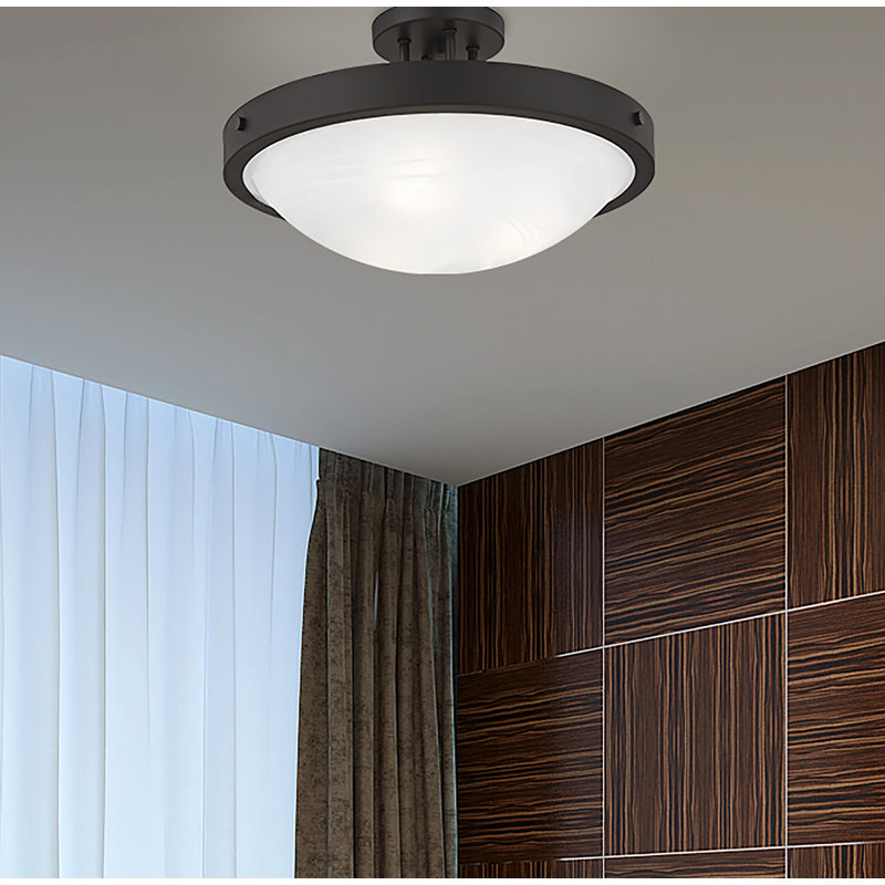 Glass Semi Flush Mount, Bronze