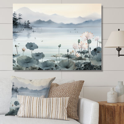 «Asian Art Ink Lake I», art mural asiatique pour le salon