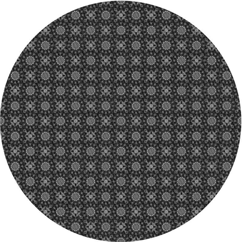 Tapis noir/vert tissé à la machine, Rond 5 pi