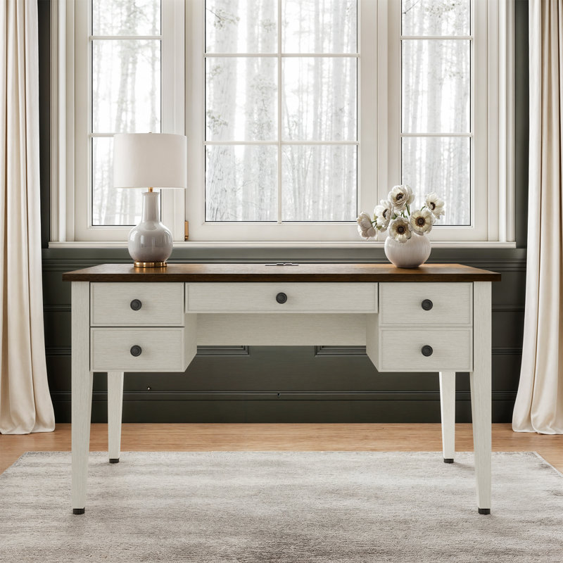 Bureau d'écriture Modern Farmhouse avec rangement et puissance intégrée