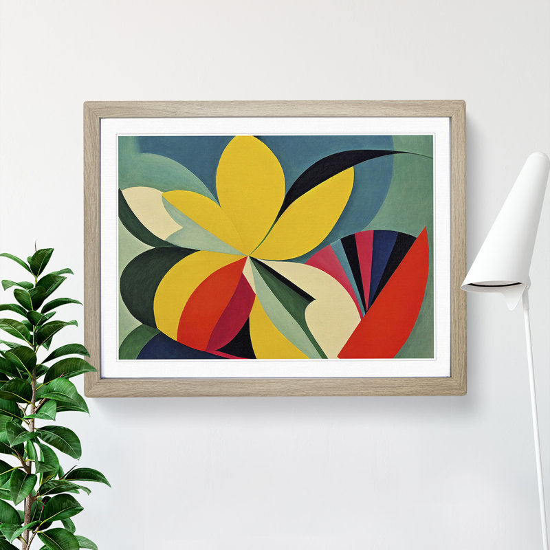 Abstract Daffodil Flowers Vol.1 - Framed Print, 46cm H x 64cm W x 2cm D, Oak