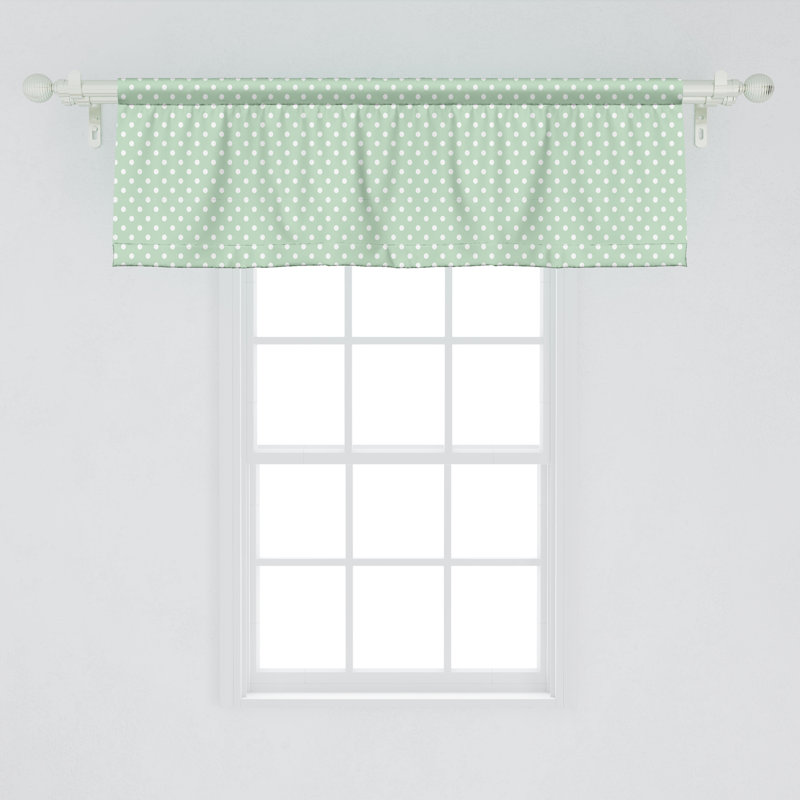Mint Green and White Polka Dot Satin Rod Pocket Valance Set