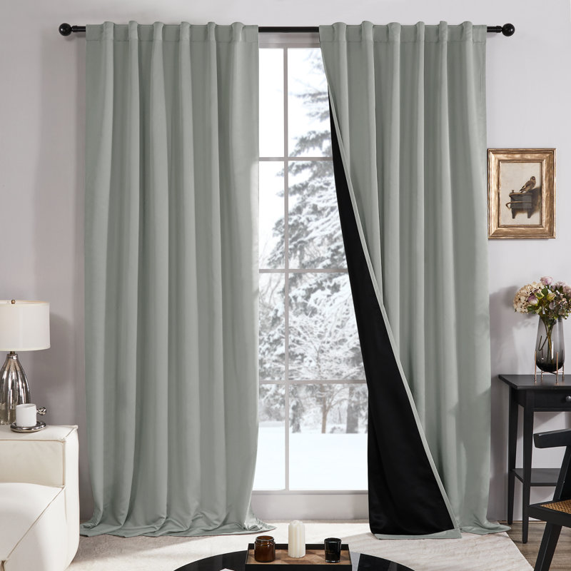 Andrijana Blackout Curtain Pair, Gray, 52" W x 95" L