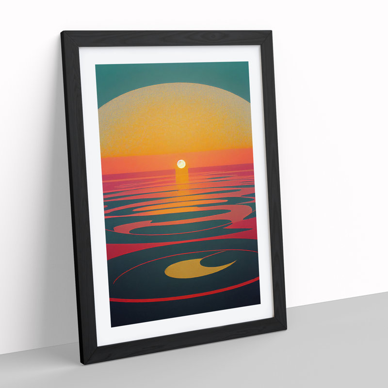 Peaceful Sunset Abstract - Framed Print, Black, 64cm H x 46cm W