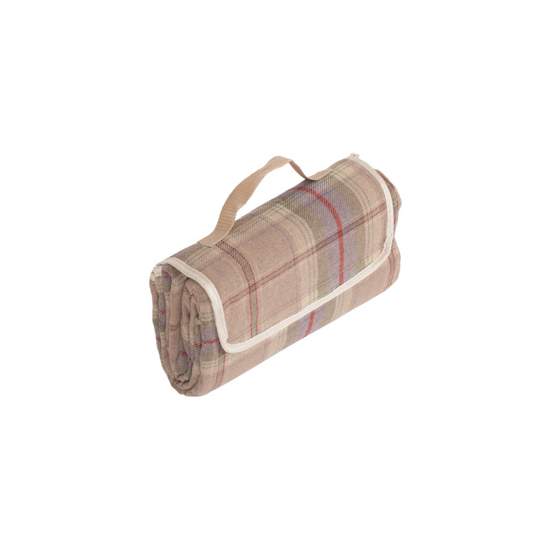 Lavender Tartan Effect Picnic Blanket Rug