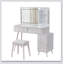 Meuble-lavabo moderne avec lumières DEL et miroir, ensemble de coiffeuse 4 tiroirs avec tabouret, luminosité à intensité variable de 3 couleurs, peu encombrant pour la chambre à coucher-36759670
