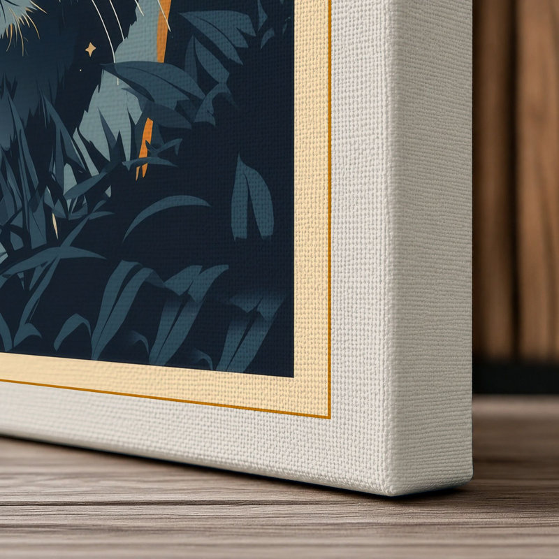 Tiger in Night Japandi - Wrapped Canvas, 18x12 - 45.7 x 30.5 cm, Cream Border