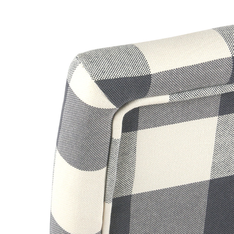 Iyanna 18.5' H Upholstered Dining Side Chair, Beige, À gros carreaux bleus