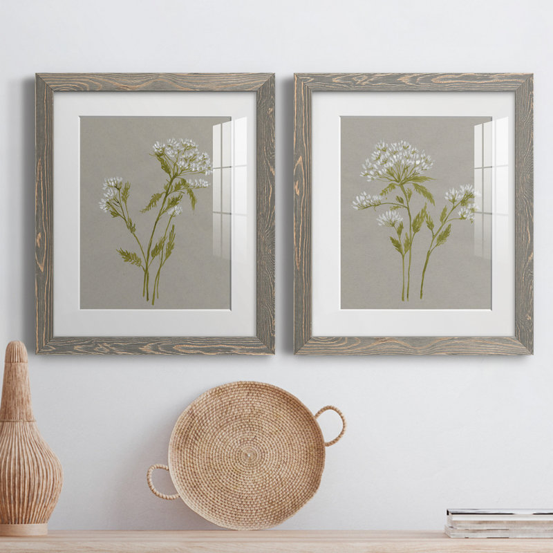 White Field Flowers III - ensemble de 2 cadres photo, H 24 po x l 36 po x P 1,5 po, Blanc