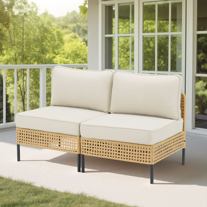 Ensemble de mobilier d'extérieur pour canapé modulaire en osier avec coussins Boho