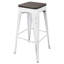Tabouret de bar empilable blanc vintage et espresso - Paquet de 2