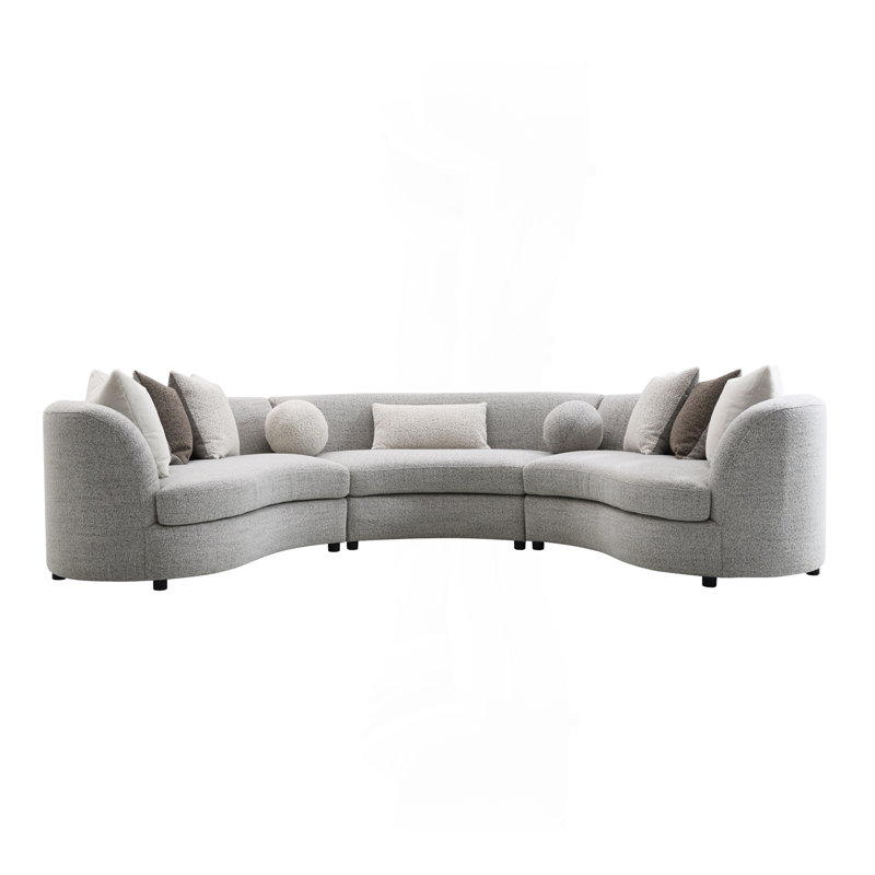 Canapé modulaire gris avec 9 coussins
