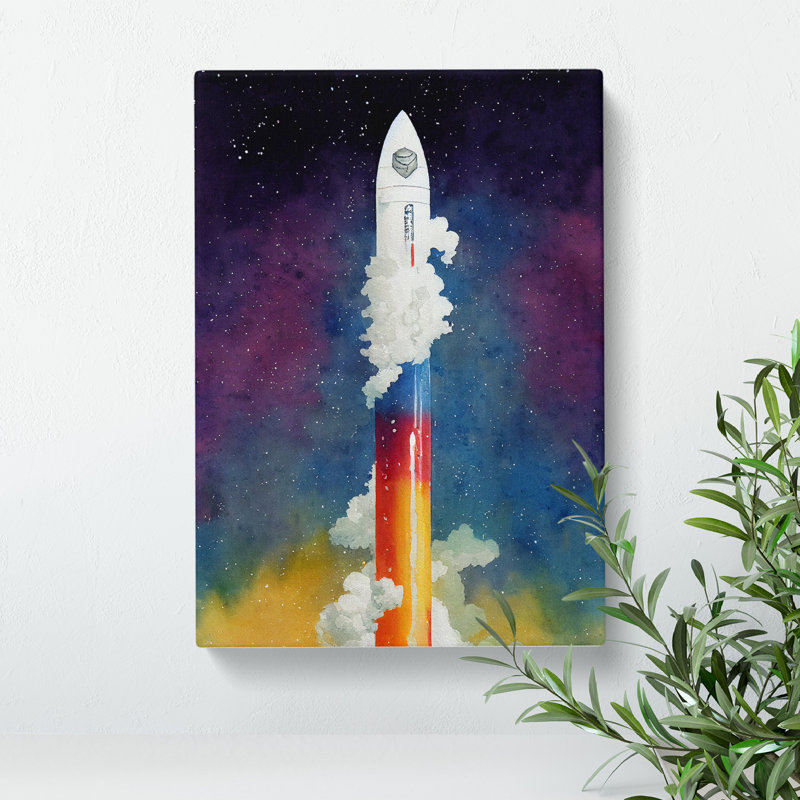 A Fascinating Spaceship Rocket - Wrapped Canvas, 60cm H x 40cm W x 3cm D