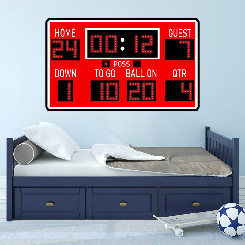 Autocollant mural Charleena Football, H 18 po x l 30 po, Rouge