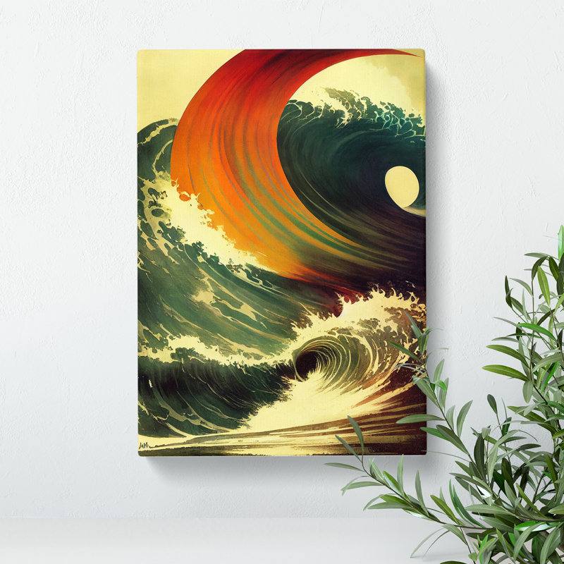 Unique Ocean Wave - Print, No Matte, 50cm H x 35cm W x 3cm D, Wrapped Canvas