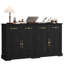 Buffet 63 po à 4 tiroirs, console de bar avec poignées dorées, crédence de rangement style campagne, noir-1594343585