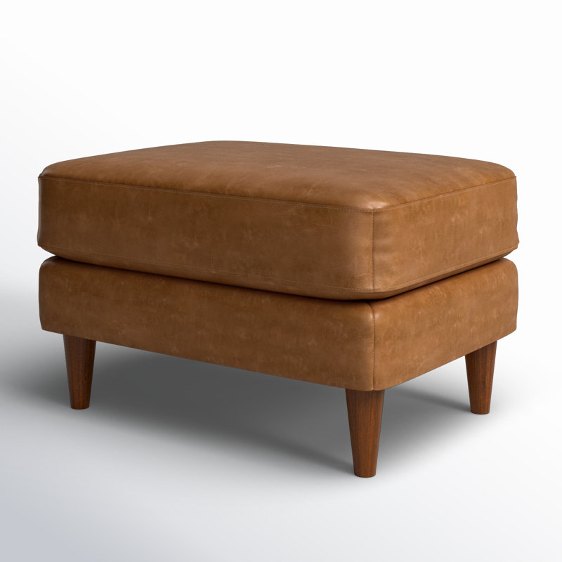 Clifford Genuine Leather Custom Ottoman, Bistro Saddle Genuine Leather