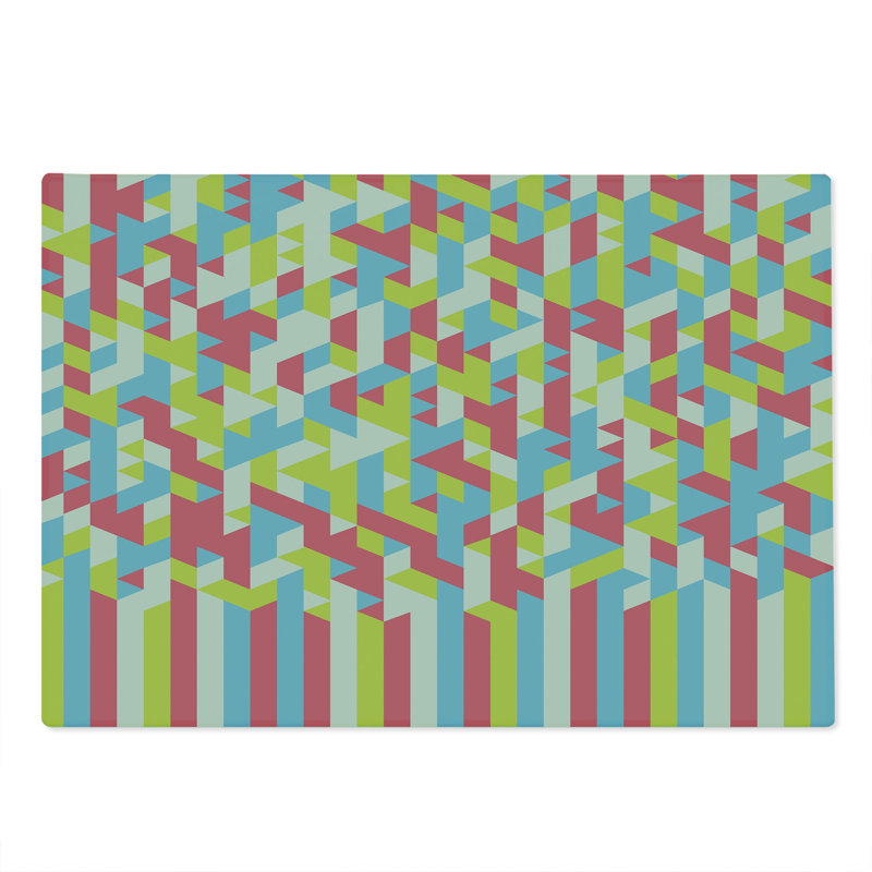 Ambesonne Geometric Cutting Board Large Size Psychedelic Gradient Dried Rose Apple Green
