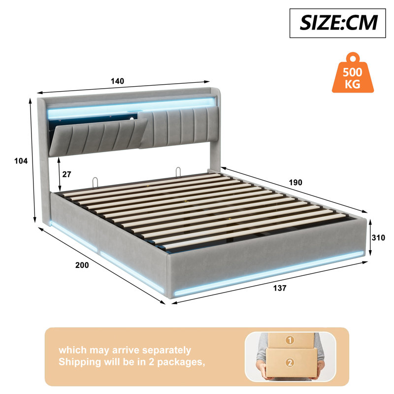 Bed, Gray, 135*190cm