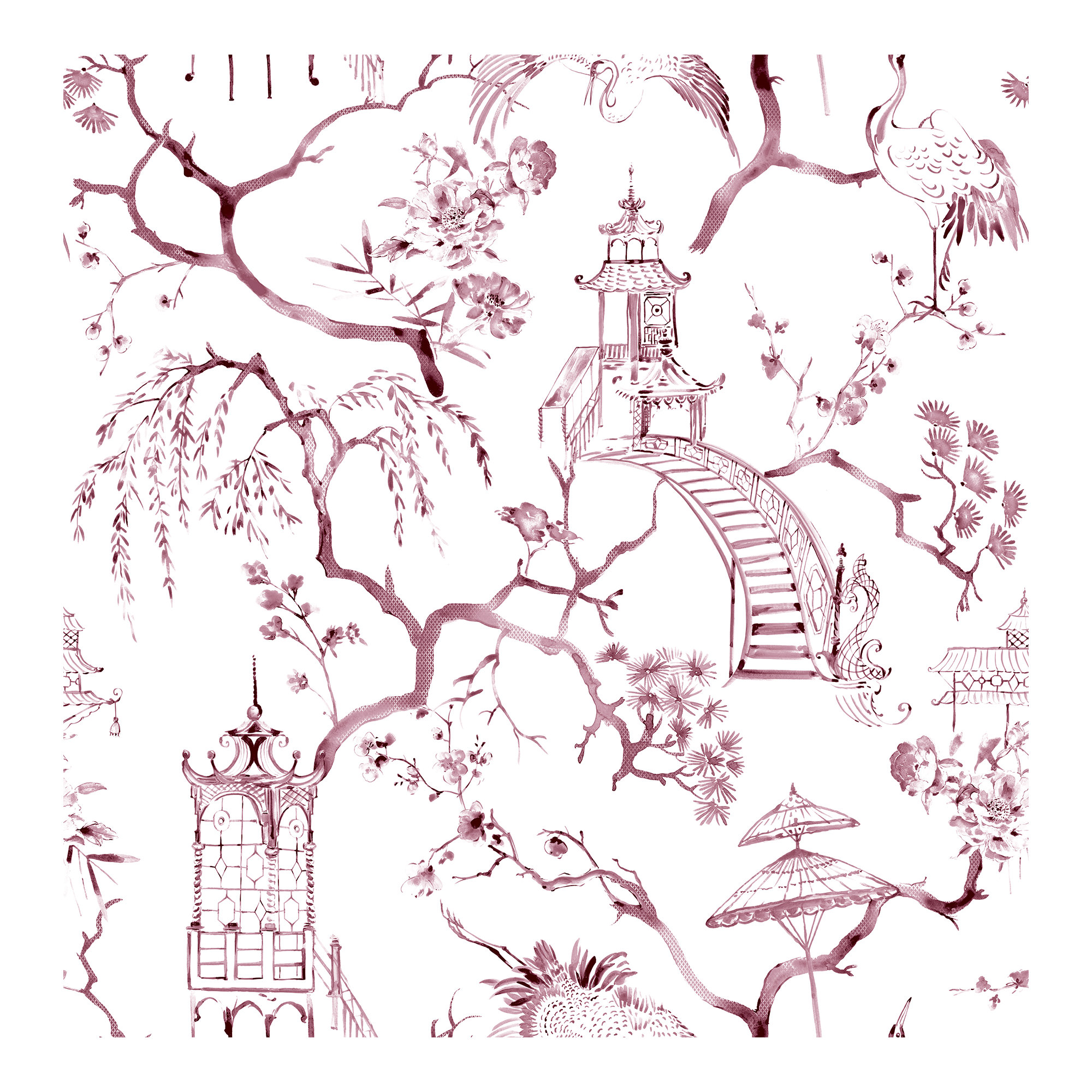 Breene NON-PASTED,UNPASTED Floral Wallpaper, Purple