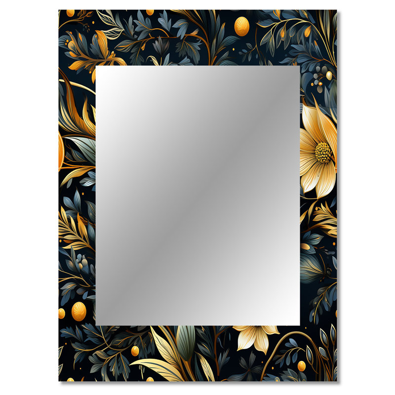 Blue Celestial Boho Pattern - boho  Decorative Wall Mirror, Boho Large Mirror, Printed Metal Art, 40" x 30"