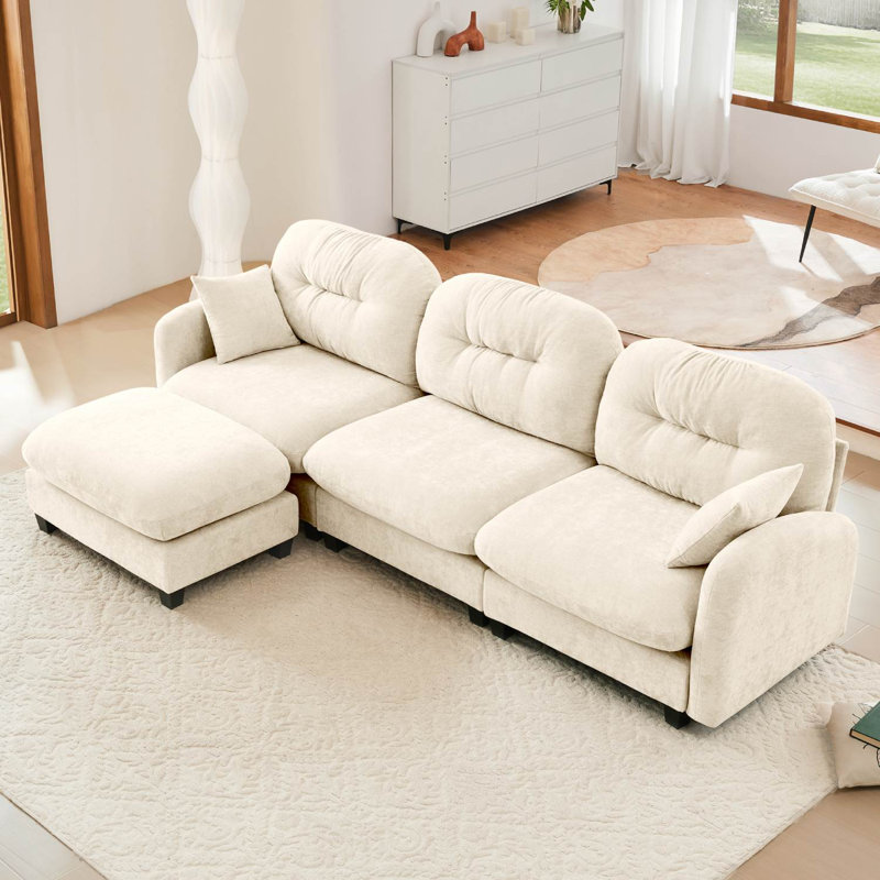 Canapé modulaire en L 107 po Chenille, Beige