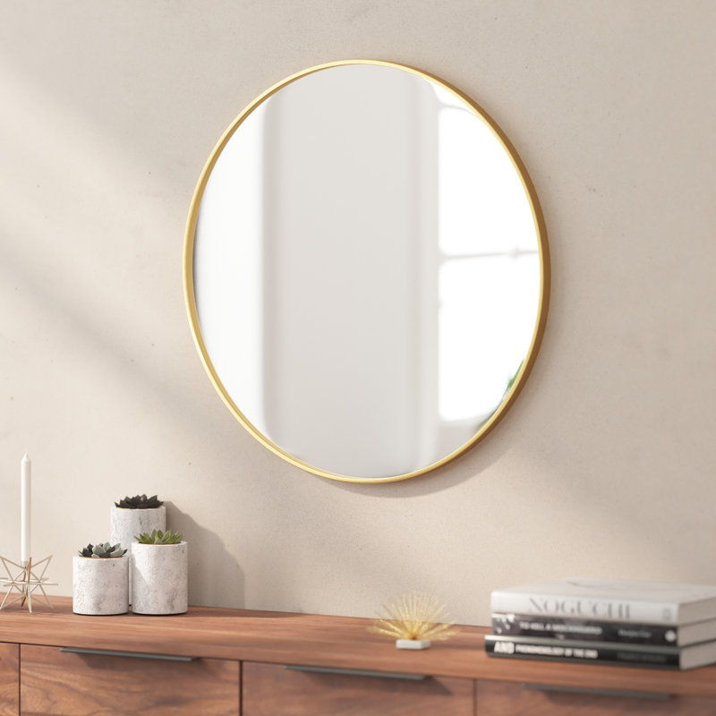 Miroir mural rond en métal, 24 po x 24 po, Or
