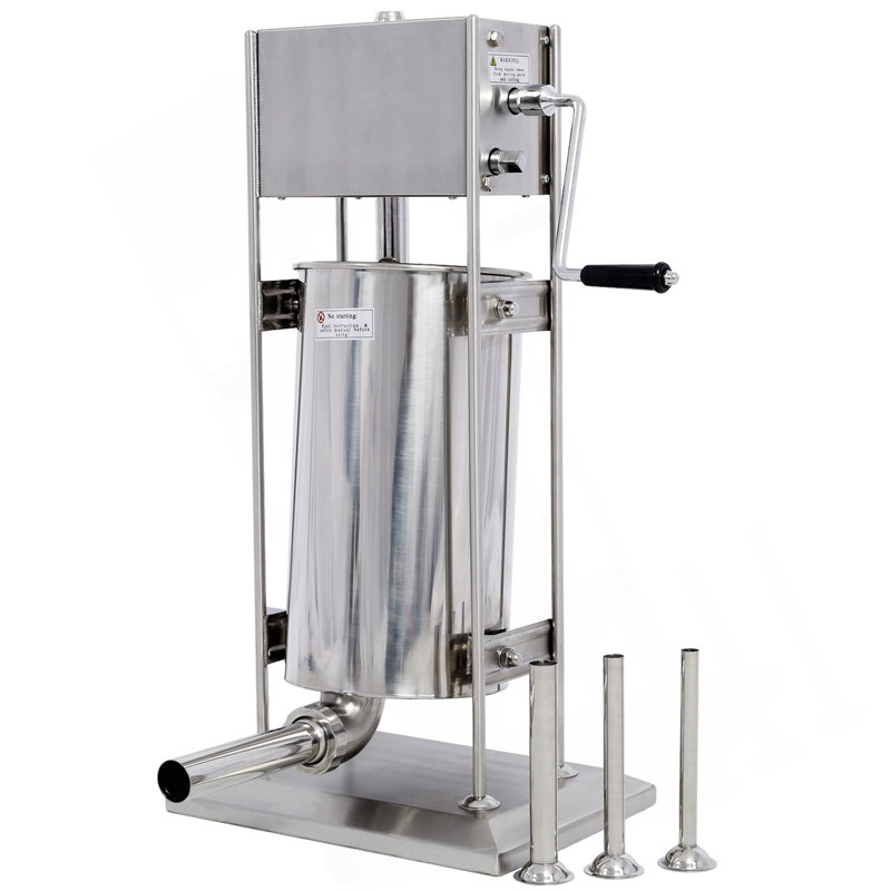 Stainless Steel Commercial Sausage Stuffer,Dual Speed Vertical Sausage Maker 22LB/10L, Meat Filler With 4 Stuffing Tubes