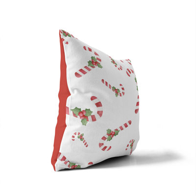 Watercolor CandyCane Pattern Indoor Pillow with Removable Cover