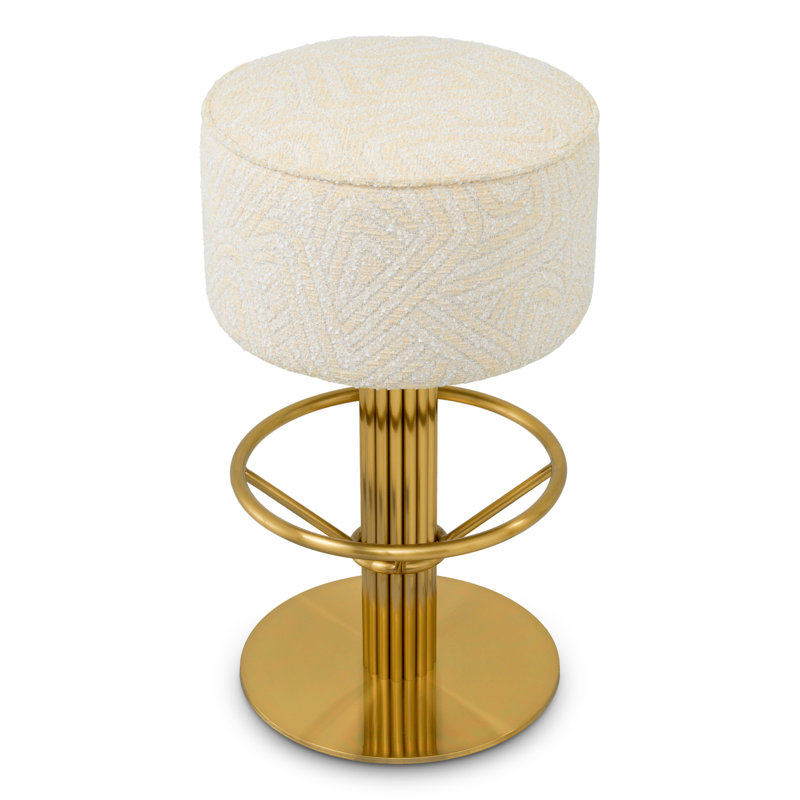 Bar Stool Carleton camari green brushed brass finish, Bar Stool (30.71" Seat Height), Camari Cream