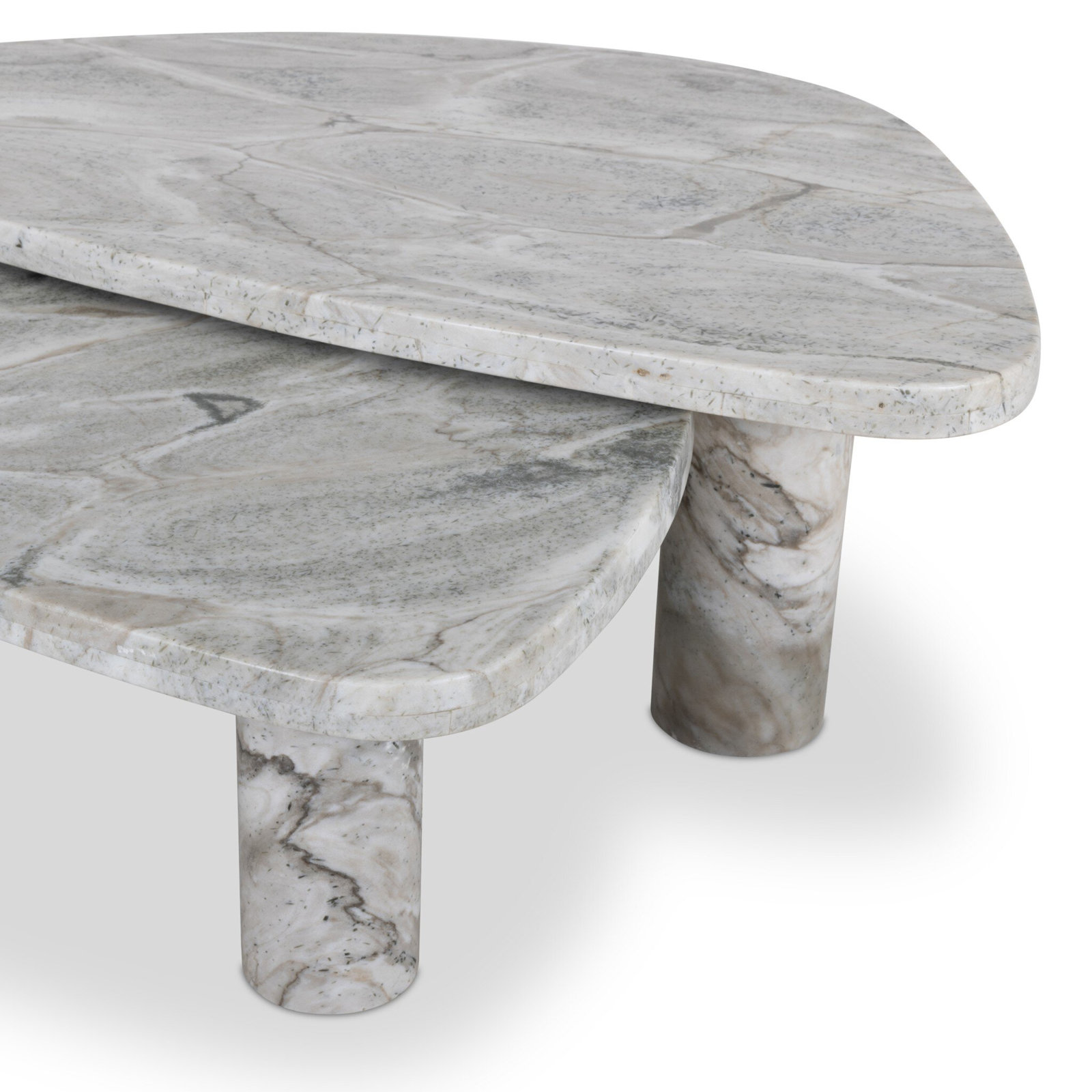 Moraga 48" Genuine Marble Nesting Coffee Table, Sage Onyx