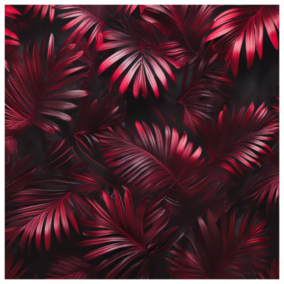 Rideaux de fenêtre Red Palm Leaves