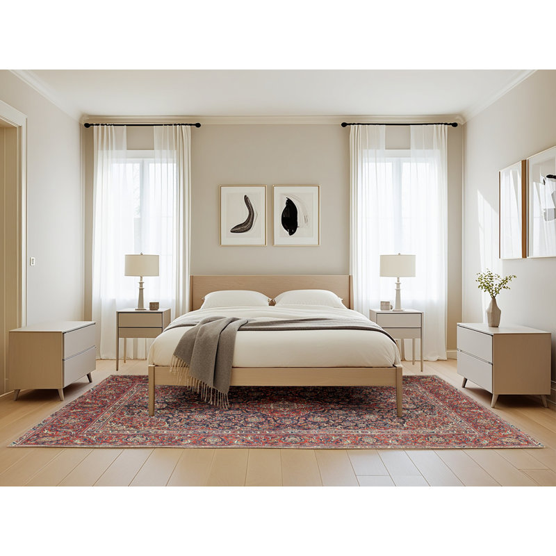 Tapis décoratif rouge de style oriental Benn, Rectangle 5 pi x 8 pi