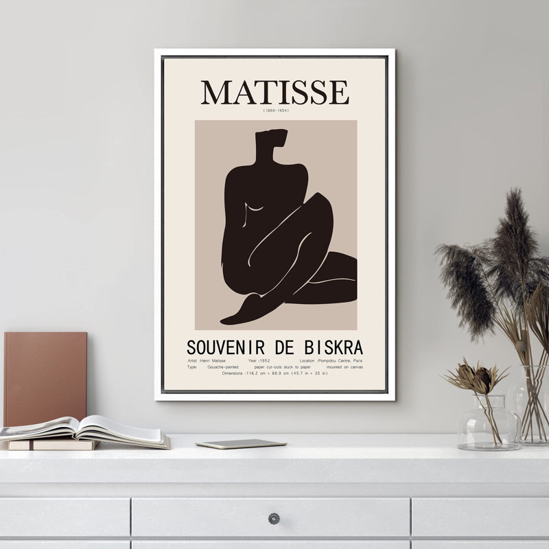 Oeuvre classique "Henri Matisse noir et brun clair, formes de personnes nues" sur, Blanc, H 36 po x l 24 po