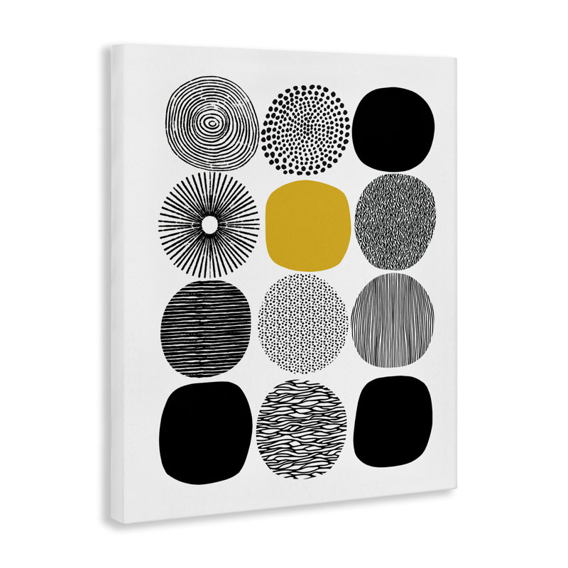 Art mural sur toile flottant à motif de cercles jaunes par Lisa Nohren, H 30 po x l 24 po