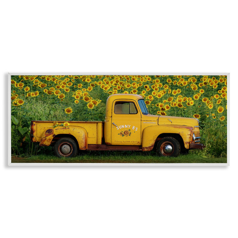 Art de giclée jaune sur camion de tournesol jaune par Carrie Ann Grippo-Pike, H 10 po x l 24 po x P 1,5 po
