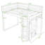 Lit mezzanine double en bois avec échelle intégrée, tablettes de rangement, garde-robe et lumière DEL-1664312337