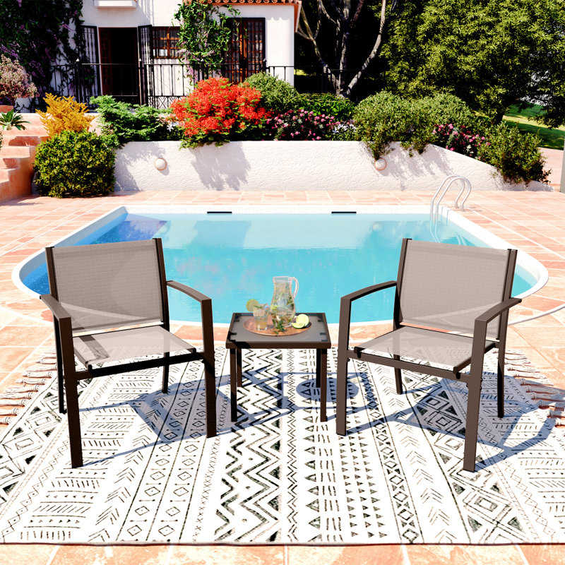 Faynell 2 - Person Patio Dining Set with Square Table, Brown