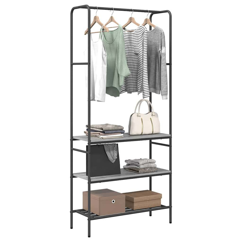 Clothes Rack With Shelves 77 X 30 X 171 Cm, Grey Sonoma