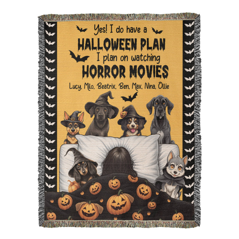 Couverture personnalisée pour animaux de compagnie Halloween, 50 po x 60 po