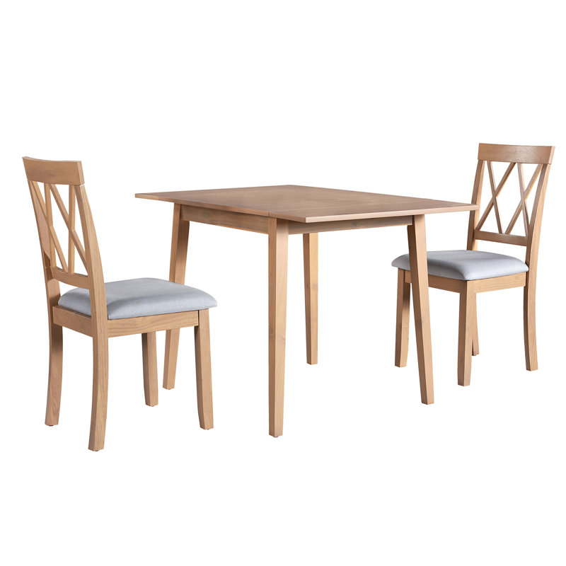 Foldable Dining Table Set For Small Space, Natural, Gray/Natural